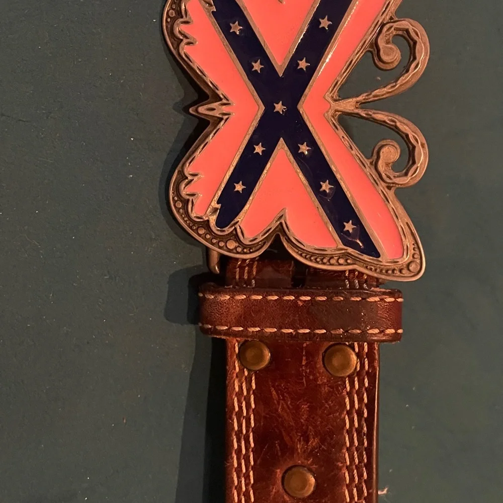 Women’s Nocona Genuine Leather Westen Belt 34 Butterfly Cross Statement Buckle - Picture 14 of 16
